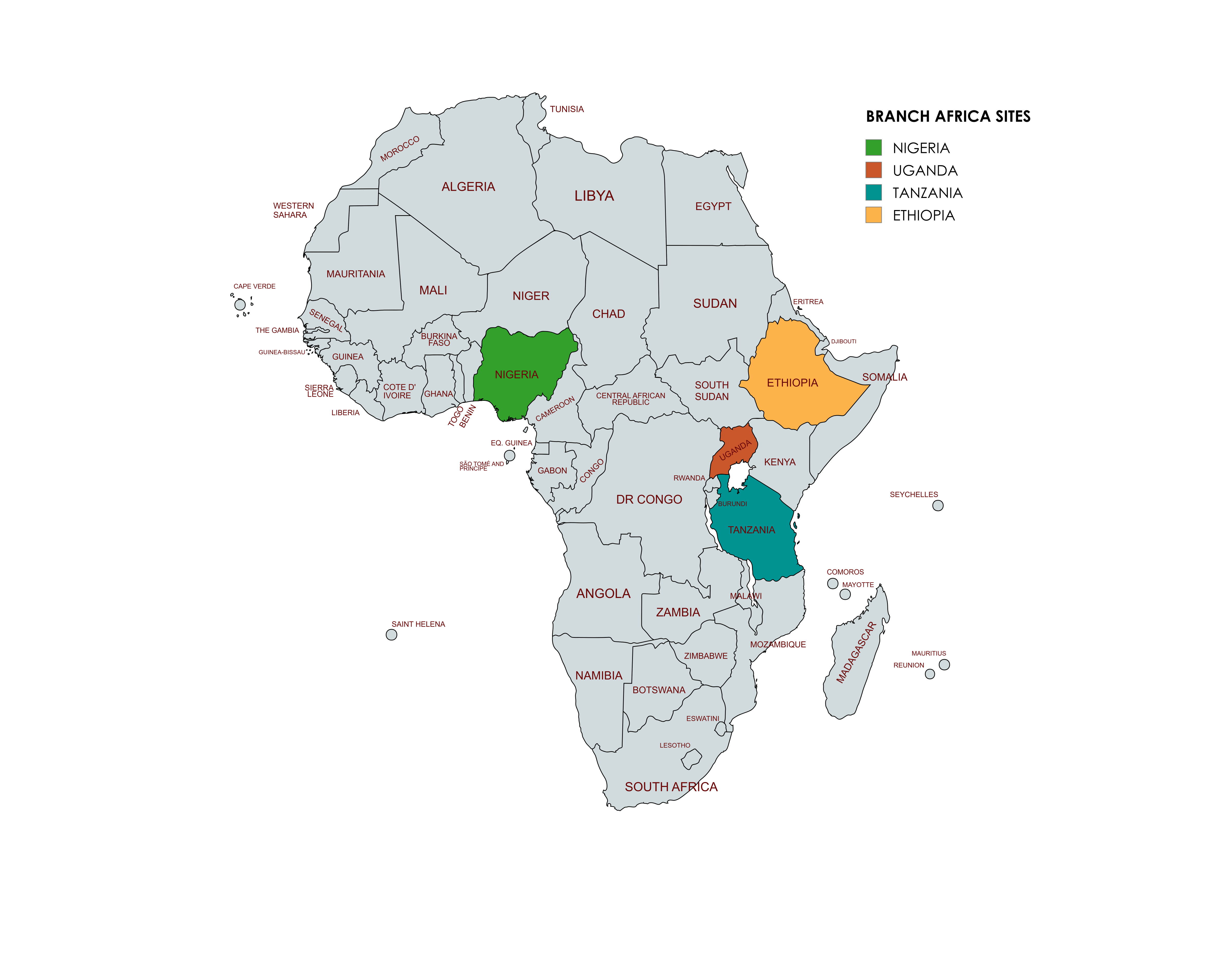 Map of Africa Study Sites